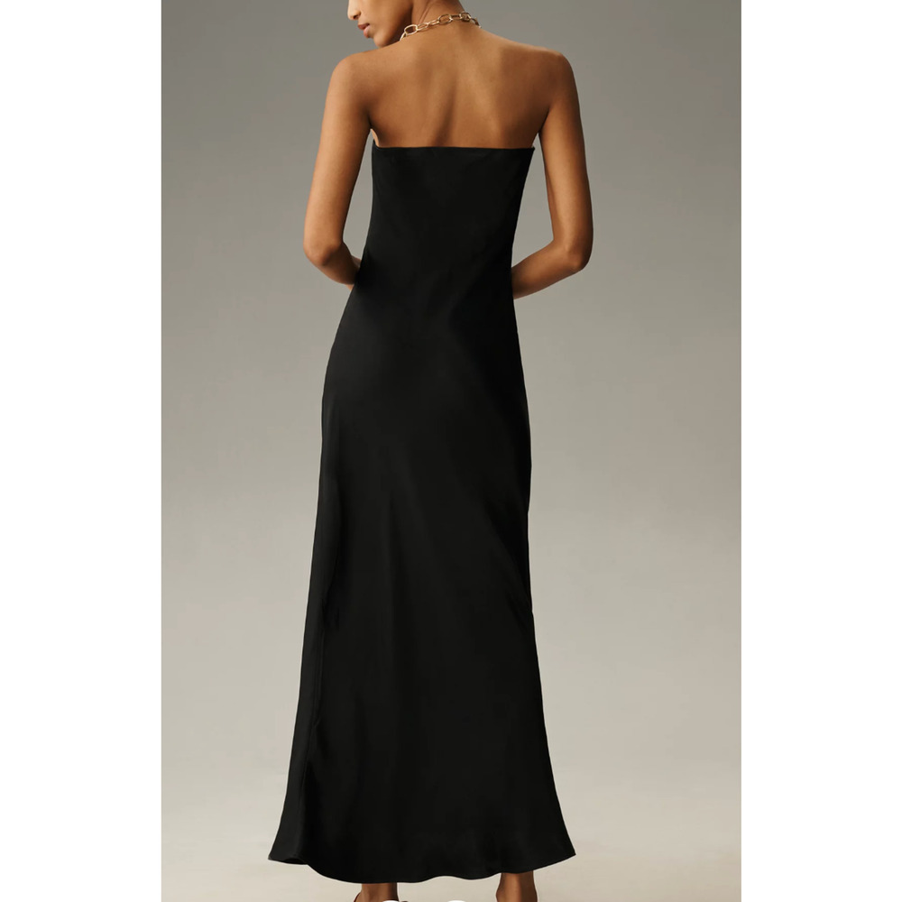 NWT Anthropologie The Tilda Satin Slip Dress Black Strapless Sz XS - Picture 2 of 11
